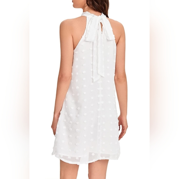 Halter A-Line Short White Cocktail/Bridemaids Dress - Picture 2 of 3